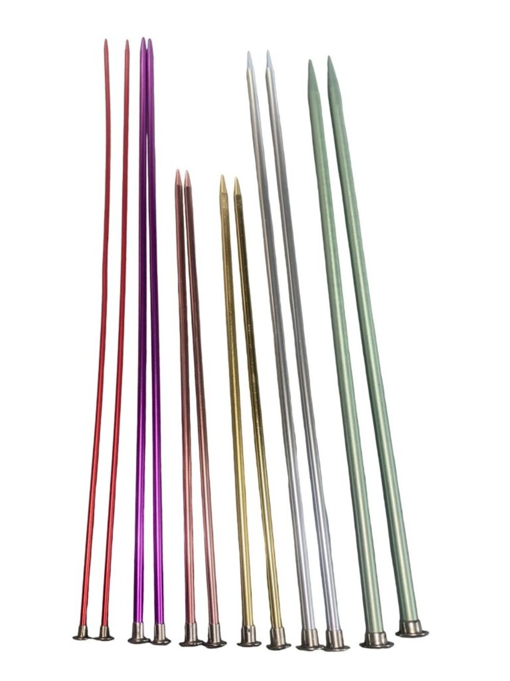 Set Aluminum Knitting Needles Sizes 2, 6, 7, 8, 10, 11